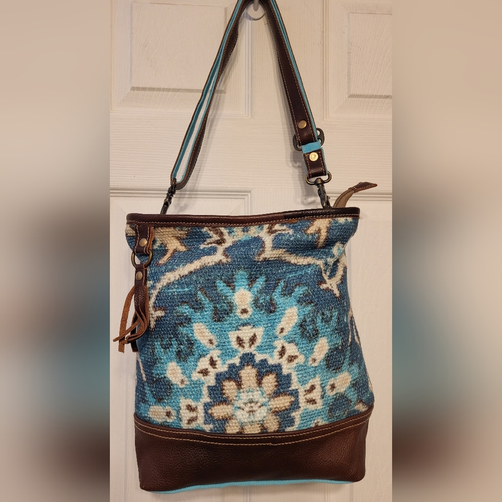 Myra Bag-Vintage Inspired Turquoise And Brown Leather Crossbody Shoulder Bag